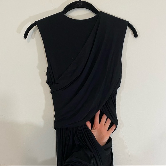 Alexander Wang Draped Cutout Dress Black Stretchy Jersey Sleeveless High Neck 0 - Picture 7 of 7